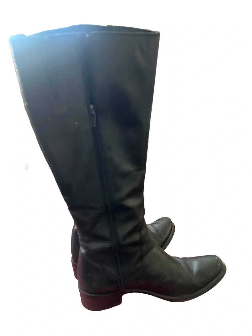 Classic Black Leather Womens Knee-High Boots, Sz 7